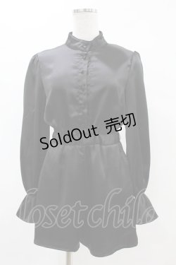 画像1: Melt the lady / バックベルトサテンコンビネゾン Free ブラック H-25-05-15-1022-PU-OP-NS-ZH