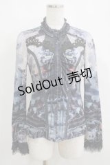 OZZ ANGELO / 宗教画プリントカットソーブラウス  ネイビー H-25-05-15-070-OO-BL-KB-ZH