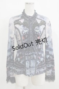 OZZ ANGELO / 宗教画プリントカットソーブラウス  ネイビー H-25-05-15-070-OO-BL-KB-ZH