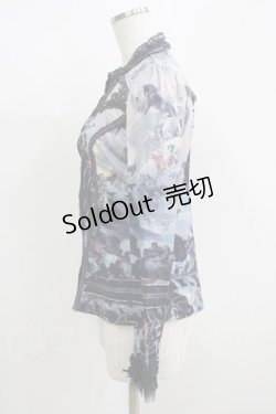 画像2: OZZ ANGELO / 宗教画プリントカットソーブラウス  ネイビー H-25-05-15-070-OO-BL-KB-ZH
