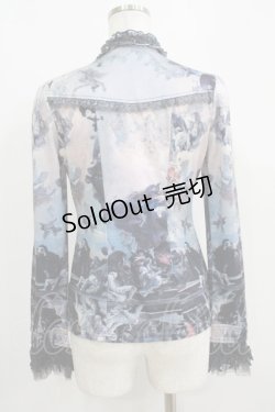 画像3: OZZ ANGELO / 宗教画プリントカットソーブラウス  ネイビー H-25-05-15-070-OO-BL-KB-ZH