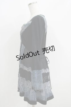 画像2: OZZ ANGELO / レース切替チュニックトップス  黒×青 H-25-05-15-071-OO-TO-KB-ZH