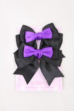 画像1: LOTUS ribbon / リボンクリップ  ブラック/パープル H-25-05-16-045-EL-AC-NS-ZH