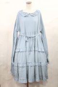FLC / 皆方由衣コラボ/ティアードフリルワンピース M ブルー H-25-05-16-007-LO-OP-NS-ZH