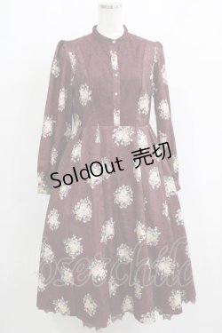 画像1: axes femme NOSTALGIE / ブーケ柄ジャガードワンピース Free ボルドー H-25-05-16-1020-AX-OP-NS-ZH