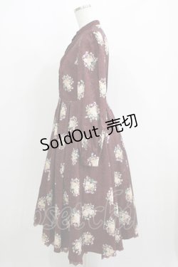 画像2: axes femme NOSTALGIE / ブーケ柄ジャガードワンピース Free ボルドー H-25-05-16-1020-AX-OP-NS-ZH