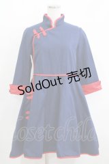IRO+IRO / チャイナワンピース M ネイビー H-25-05-16-1022-LO-OP-NS-ZH