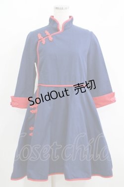画像1: IRO+IRO / チャイナワンピース M ネイビー H-25-05-16-1022-LO-OP-NS-ZH