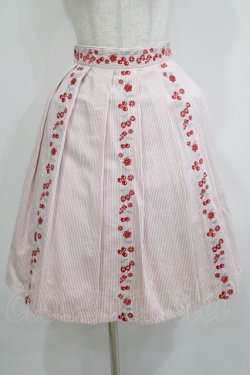 画像1: Fi.n.t / フルーツ刺繍ストライプスカート Free PINK H-25-05-16-1028-CA-SK-NS-ZH