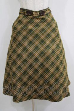 画像1: Fi.n.t / ビット使いバイアスチェックフレアースカート Free GREEN×YE H-25-05-16-1029-CA-SK-NS-ZH