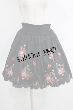 画像1: Ank Rouge / いちご刺繍スカラップスカート M ブラック H-25-05-16-1033-CA-SK-NS-ZH