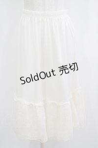 axes femme / 繊細レースミディ丈ペチスカート M アイボリー H-25-05-16-1047-AX-SK-NS-ZH