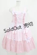 Angelic Pretty / ギンガム配色肩リボンジャンパースカート Free ピンク/ラベンダー H-25-05-16-1005-AP-OP-NS-ZH