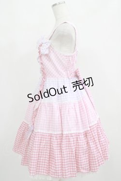 画像2: Angelic Pretty / ギンガム配色肩リボンジャンパースカート Free ピンク/ラベンダー H-25-05-16-1005-AP-OP-NS-ZH