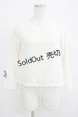画像1: an another angelus / 総レースノーカラープルオーバーブラウス Free IVORY H-25-05-16-1054-CA-BL-NS-ZH