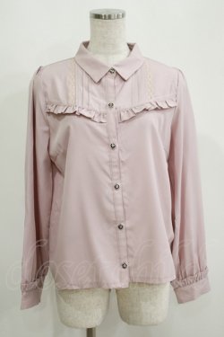 画像1: axes femme / チェーンブローチ付ブラウス M ピンク H-25-05-16-1060-AX-BL-NS-ZH