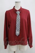 axes femme / チェック柄ネクタイ付ブラウス M ワイン H-25-05-16-1061-AX-BL-NS-ZH
