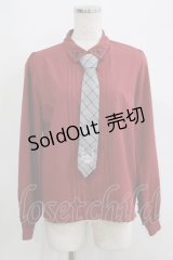 axes femme / チェック柄ネクタイ付ブラウス M ワイン H-25-05-16-1061-AX-BL-NS-ZH