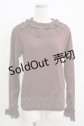 axes femme kawaii / レーシーフリルニットプル M 茶 H-25-05-16-1069-AX-TO-YZ-ZH