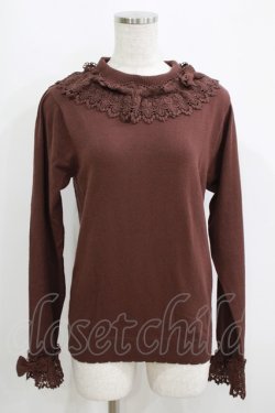 画像1: axes femme kawaii / レーシーフリルニットプル M 茶 H-25-05-16-1069-AX-TO-YZ-ZH