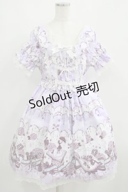 画像1: ALICE and the PIRATES / 水彩の恋空と雨音のしらべ柄ワンピース Free ラベンダー H-25-05-16-1006-PA-OP-NS-ZH