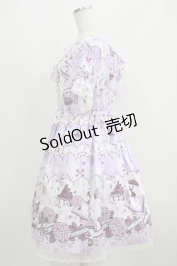 画像2: ALICE and the PIRATES / 水彩の恋空と雨音のしらべ柄ワンピース Free ラベンダー H-25-05-16-1006-PA-OP-NS-ZH