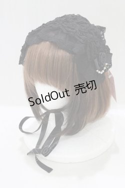 画像1: metamorphose / チュールレースヘッドドレス(パールチェーン)  ブラック H-25-05-16-1080-ME-AC-NS-ZH