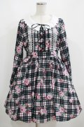 Ank Rouge / ストロベリーチェックワンピース M ブラック H-25-05-16-1007-CA-OP-NS-ZH
