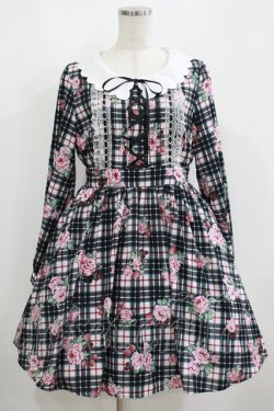 画像1: Ank Rouge / ストロベリーチェックワンピース M ブラック H-25-05-16-1007-CA-OP-NS-ZH