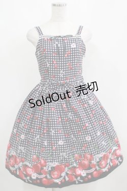 画像1: metamorphose / ギンガムチェリーはしごレースジャンパースカート Free ブラック H-25-05-16-1002-ME-OP-NS-ZH