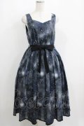 axes femme POETIQUE / 冬の星座柄ハートネックワンピース M ブラック H-25-05-16-1019-AX-OP-NS-ZH