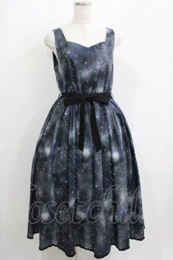 画像1: axes femme POETIQUE / 冬の星座柄ハートネックワンピース M ブラック H-25-05-16-1019-AX-OP-NS-ZH