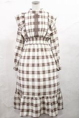 melume / makiコラボ/チェックワンピース M アイボリー/ブラウン H-25-05-16-009-LO-TO-NS-ZH