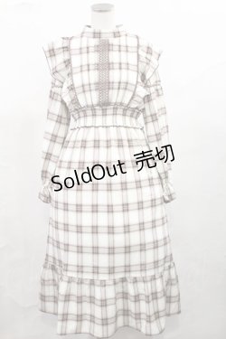 画像1: melume / makiコラボ/チェックワンピース M アイボリー/ブラウン H-25-05-16-009-LO-TO-NS-ZH