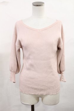 画像1: an another angelus / 袖口パール釦Vネックニットプルオーバー Free L/PINK H-25-05-16-036-CA-TO-NS-ZH
