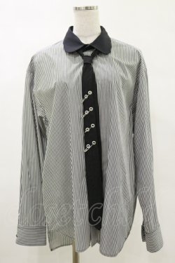 画像1: MILKBOY / ROUND COLLAR PUNK TIE SHIRTS  クロシロストライプ×クロ H-25-05-17-034-MB-BL-KB-ZH