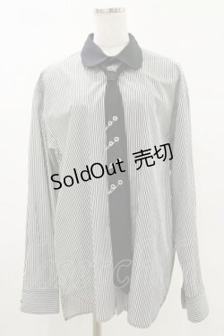 画像1: MILKBOY / ROUND COLLAR PUNK TIE SHIRTS  クロシロストライプ×クロ H-25-05-17-034-MB-BL-KB-ZH