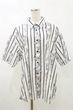 画像1: MILKBOY / CAT STRIPE SHIRTS  シロ H-25-05-17-035-MB-BL-KB-ZH