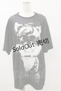 NieR Clothing / プリント半袖CUTSEW  黒 H-25-05-17-039-PU-TO-KB-ZH