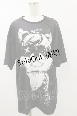 画像1: NieR Clothing / プリント半袖CUTSEW  黒 H-25-05-17-039-PU-TO-KB-ZH