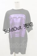NieR Clothing / プリント半袖CUTSEW XL 黒×紫 H-25-05-17-040-PU-TO-KB-ZH