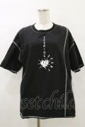 HELL CAT PUNKS / カラーステッチTシャツ  黒×白 H-25-05-17-047-PU-TO-KB-ZH