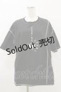 HELL CAT PUNKS / カラーステッチTシャツ  黒×白 H-25-05-17-047-PU-TO-KB-ZH