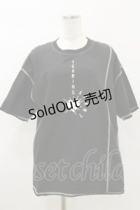 HELL CAT PUNKS / カラーステッチTシャツ  黒×白 H-25-05-17-047-PU-TO-KB-ZH