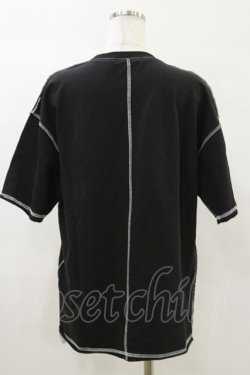 画像2: HELL CAT PUNKS / カラーステッチTシャツ  黒×白 H-25-05-17-047-PU-TO-KB-ZH