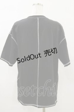 画像2: HELL CAT PUNKS / カラーステッチTシャツ  黒×白 H-25-05-17-047-PU-TO-KB-ZH