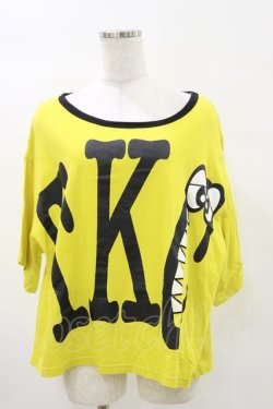 画像1: MALKOMALKA / プリントTシャツ  イエロー×黒 H-25-05-17-048-PU-TO-KB-ZH