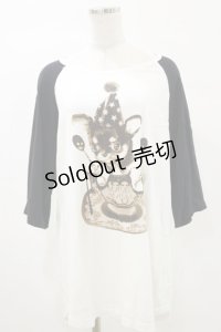 MALKOMALKA / プリントロングカットソー  白×茶×黒 H-25-05-17-049-PU-TO-KB-ZH