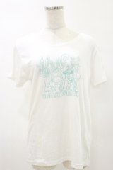 MALKOMALKA / プリントTシャツ  白×サックス H-25-05-17-050-PU-TO-KB-ZH
