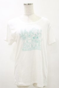 MALKOMALKA / プリントTシャツ  白×サックス H-25-05-17-050-PU-TO-KB-ZH